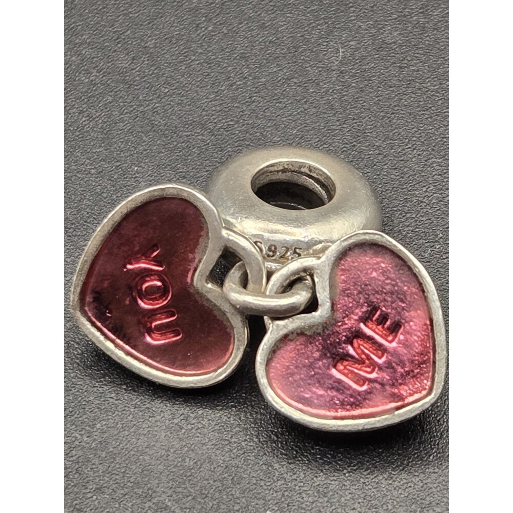 Pandora You And Me Heart Dangle Charm CZ Accent